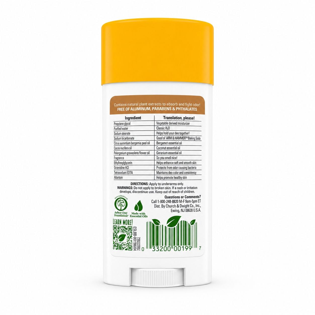 Arm & Hammer Essentials Coconut Geranium дезодорант 71 г - Обратная