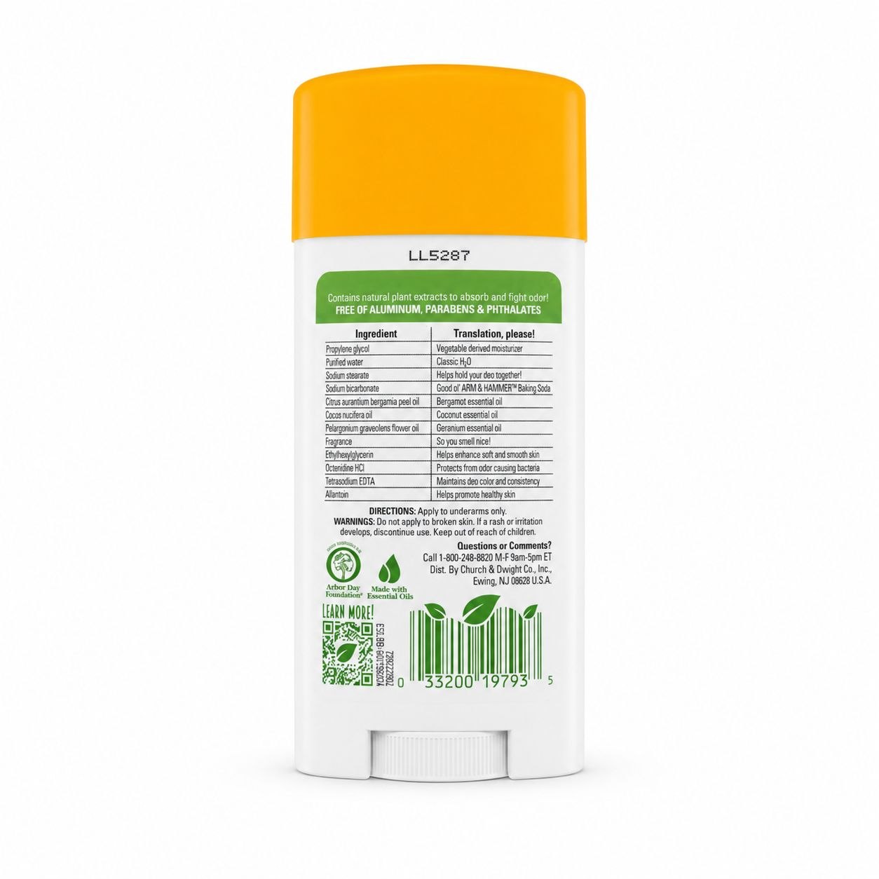 Arm & Hammer Essentials Rosemary Lavender дезодорант 71 г - Обратная