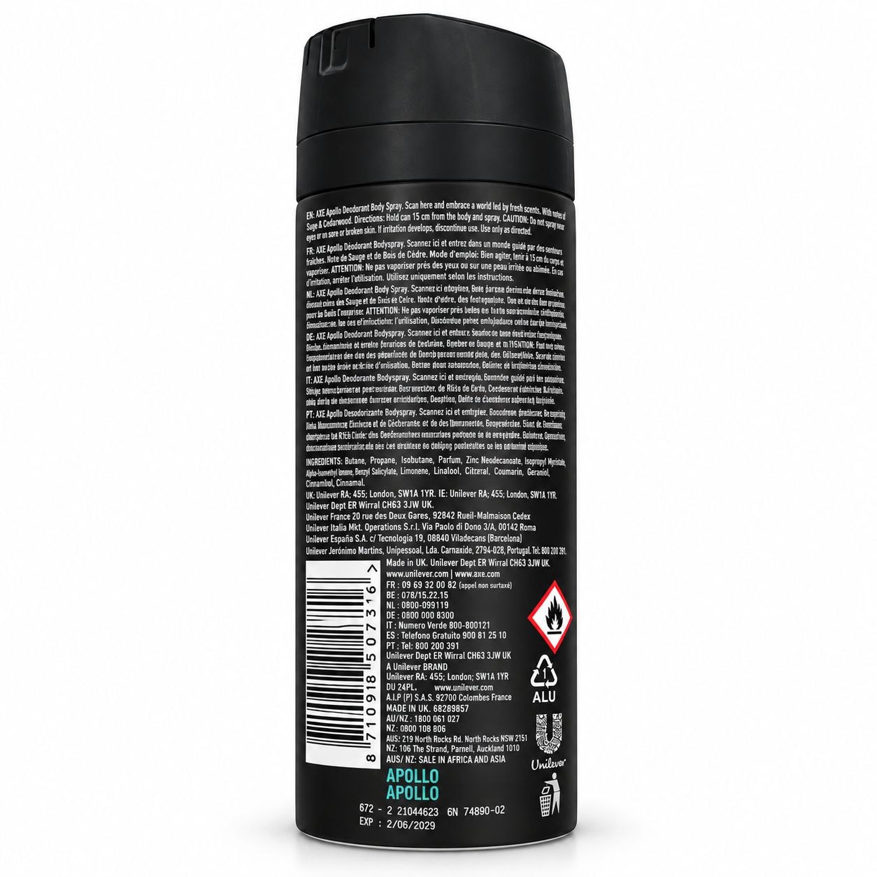 AXE Apollo спрей-дезодорант 150 мл - Обратная