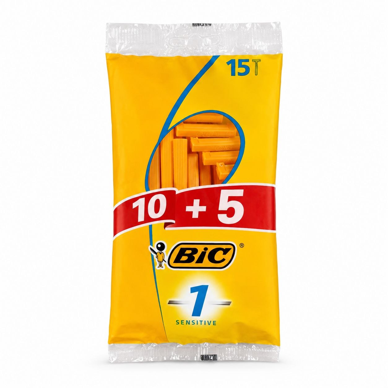 BIC 1 Sensitive одноразовые станки 15 шт (10+5) - Лицевая