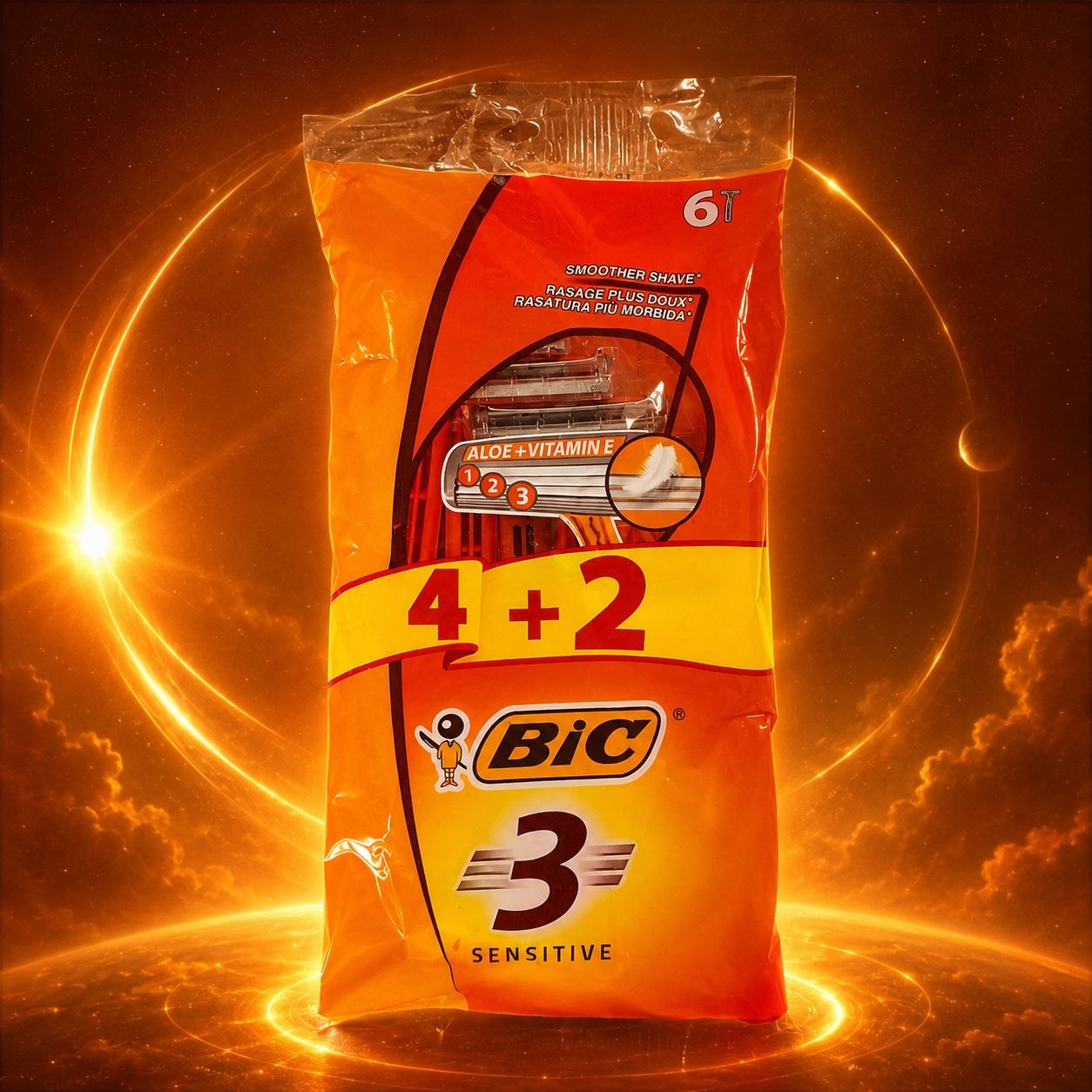 BIC 3 Sensitive одноразовые станки 6 шт (4+2)