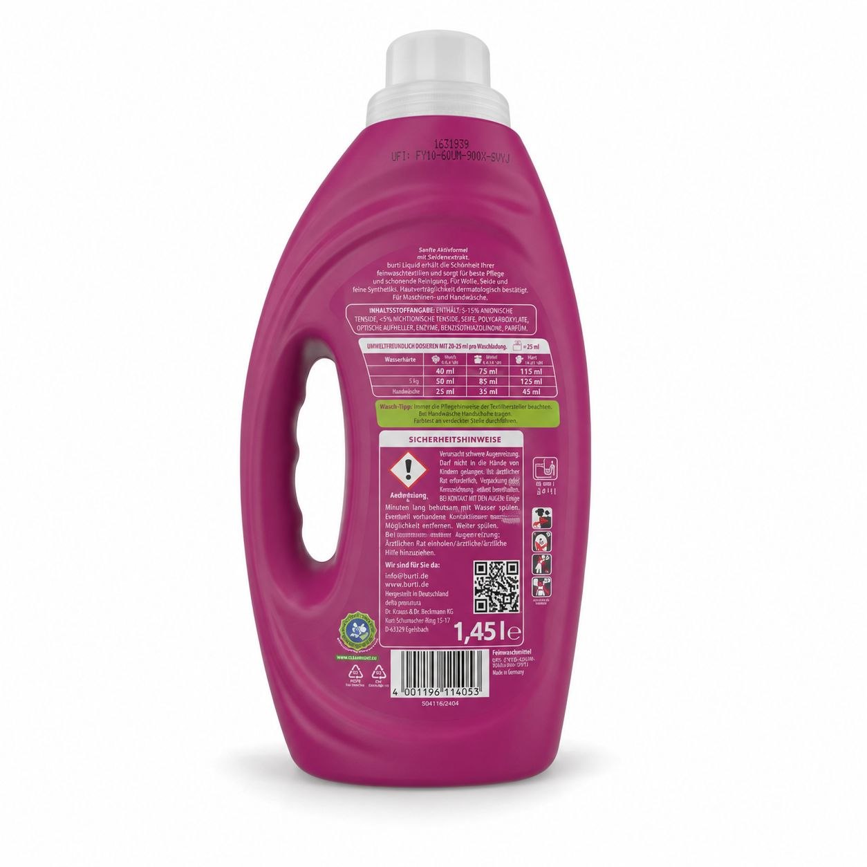 Burti Liquid laundry gel 1.45 L - Обратная