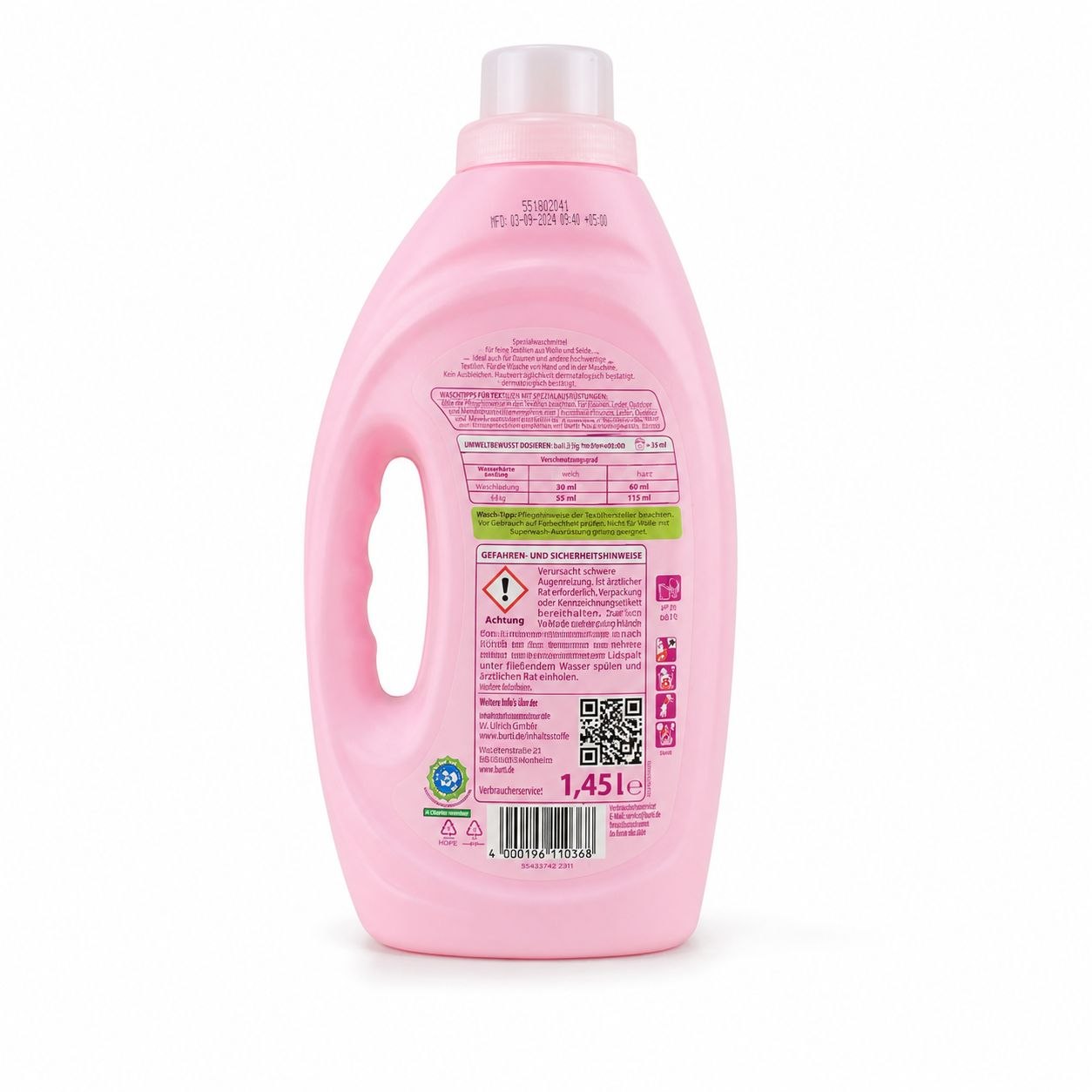 Burti Wolle & Seide laundry gel 1.45 L - Обратная