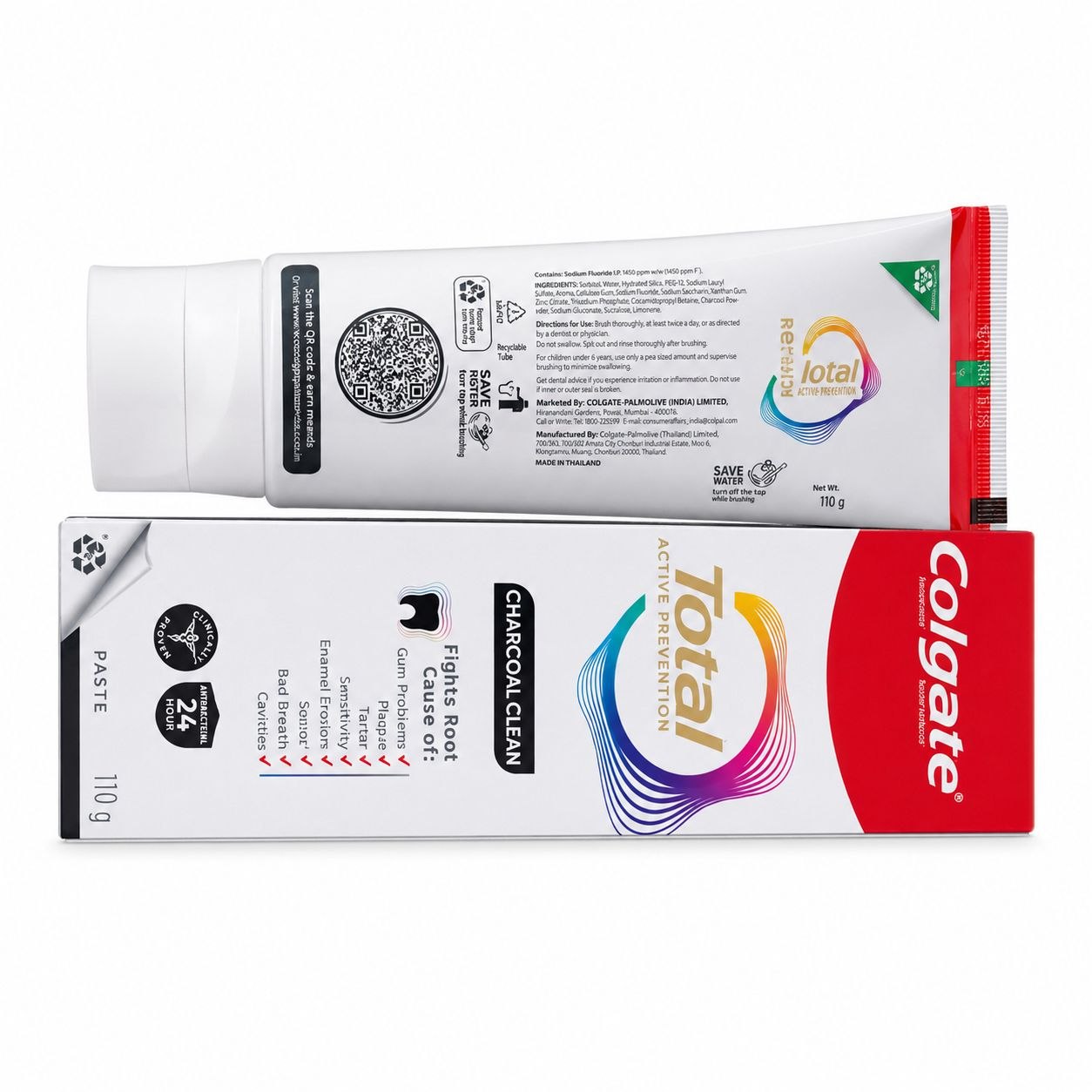 Colgate Total Charcoal Clean зубная паста 110 г - Обратная