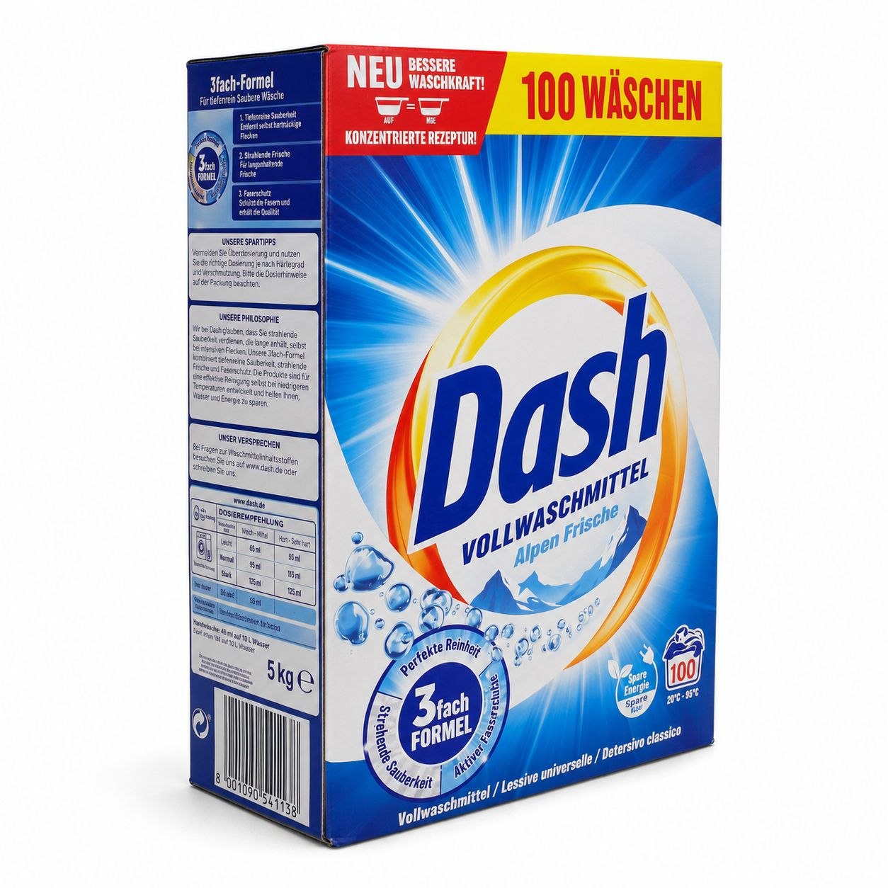Dash Vollwaschmittel washing powder 5 kg / 100 washes - Обратная