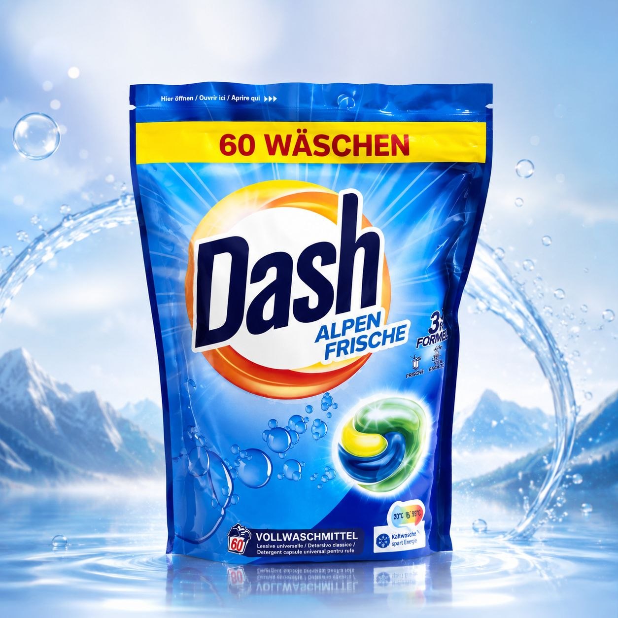Dash Alpen Frische капсулы для стирки 60 шт
