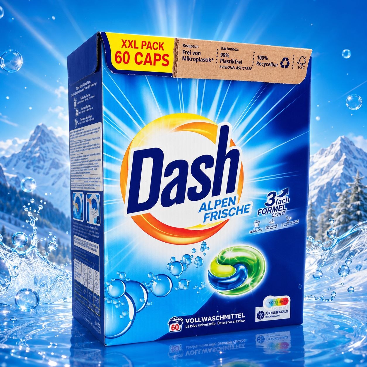 Dash Alpen Frische капсулы для стирки 60 шт