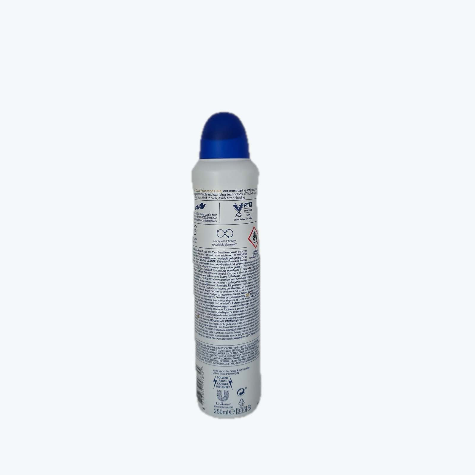 Dove Advanced Care Original спрей-дезодорант, 250 мл - Обратная