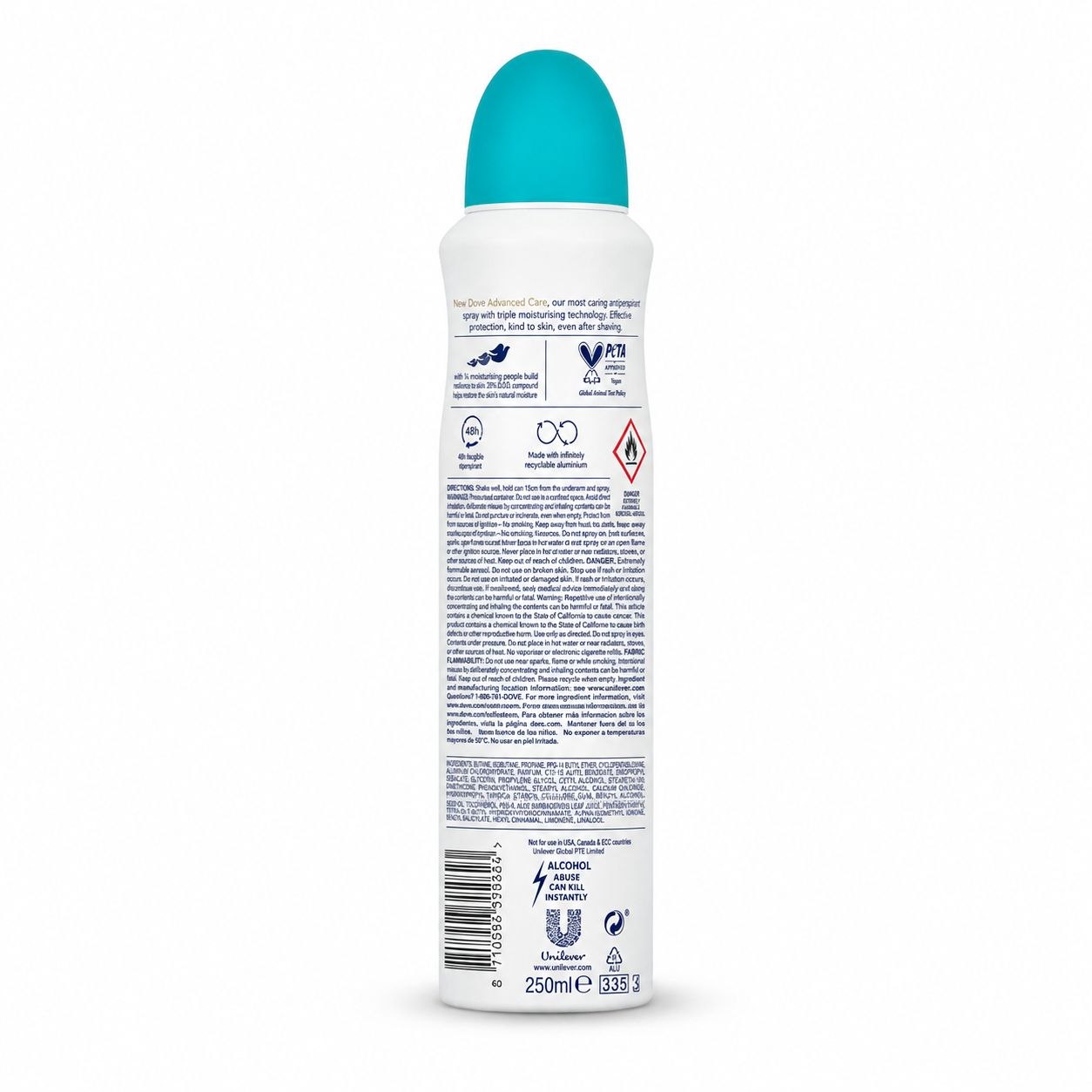 Dove Advanced Care Pear & Aloe Vera спрей-антиперспирант 250 мл - Обратная