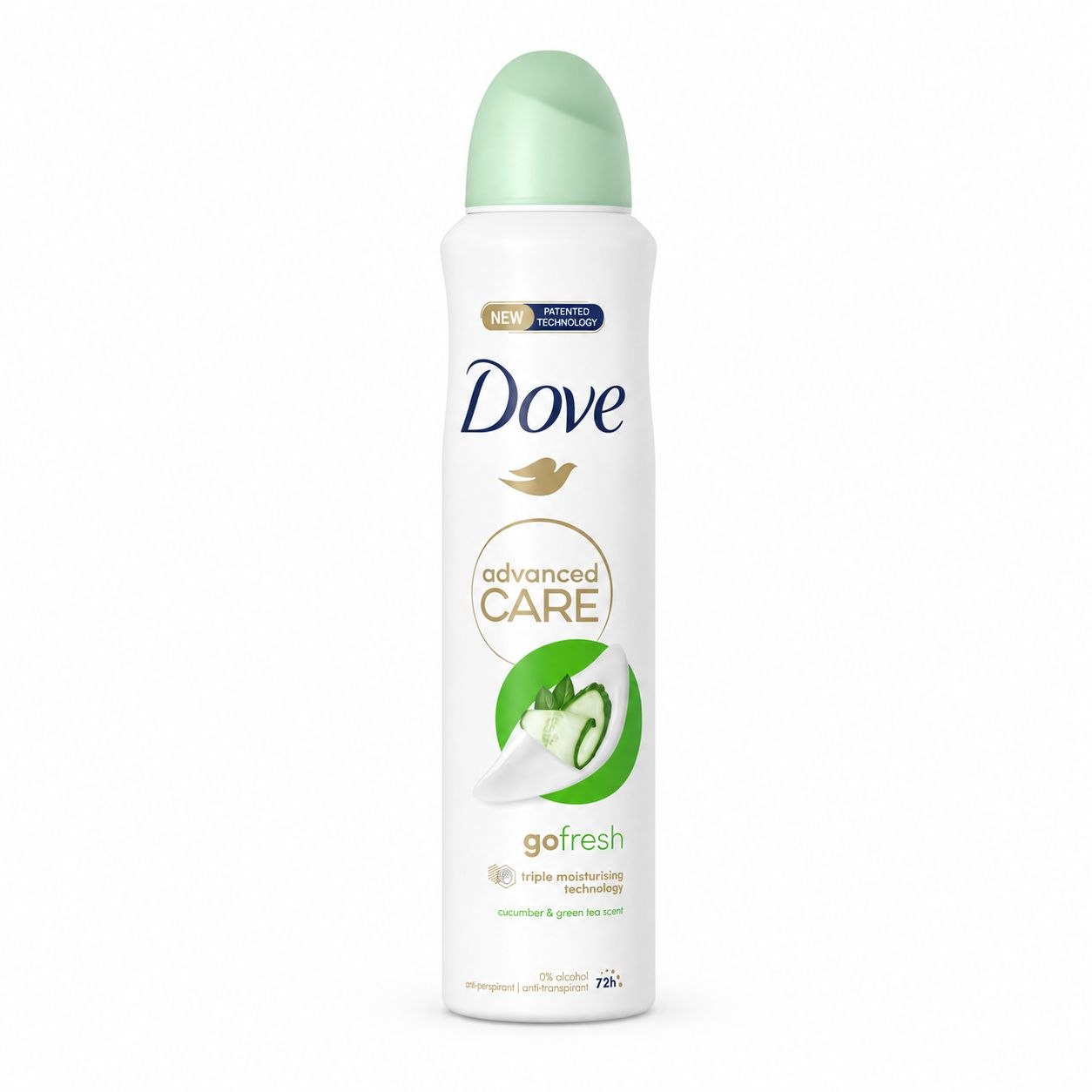 Dove Advanced Care go fresh Cucumber & Green Tea спрей-дезодорант, 250 мл - Лицевая