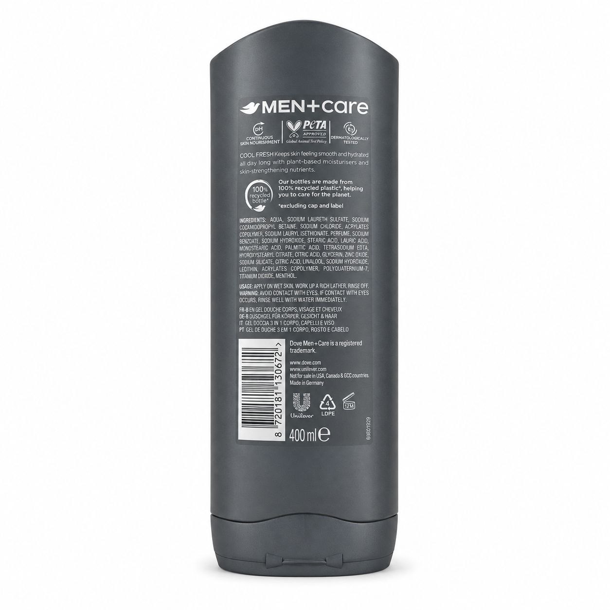 Dove Men+Care Extra Fresh гель для душа 400 мл - Обратная