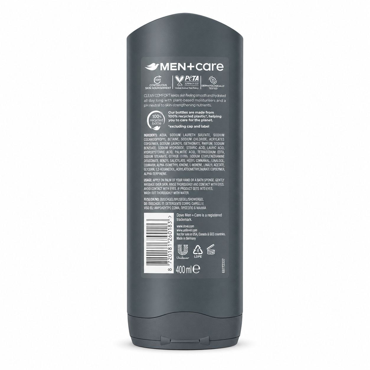 Dove Men+Care Cool Fresh гель для душа 400 мл - Обратная