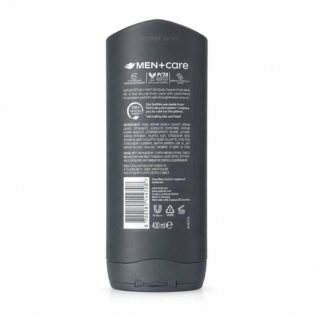 Dove Men+Care Eucalyptus & Mint гель для душа 400 мл - Обратная