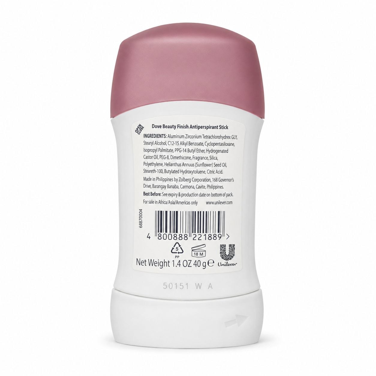 Dove Beauty Finish дезодорант-стик 40 г - Обратная