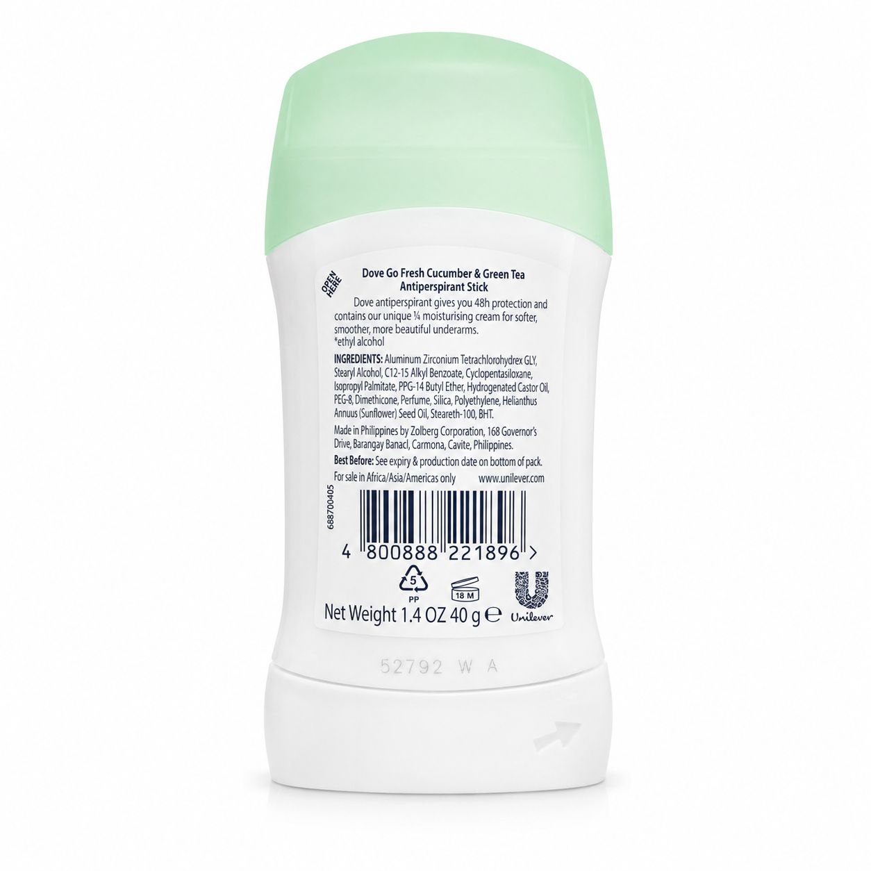 Dove go fresh Cucumber & Green Tea дезодорант-стик 40 г - Обратная