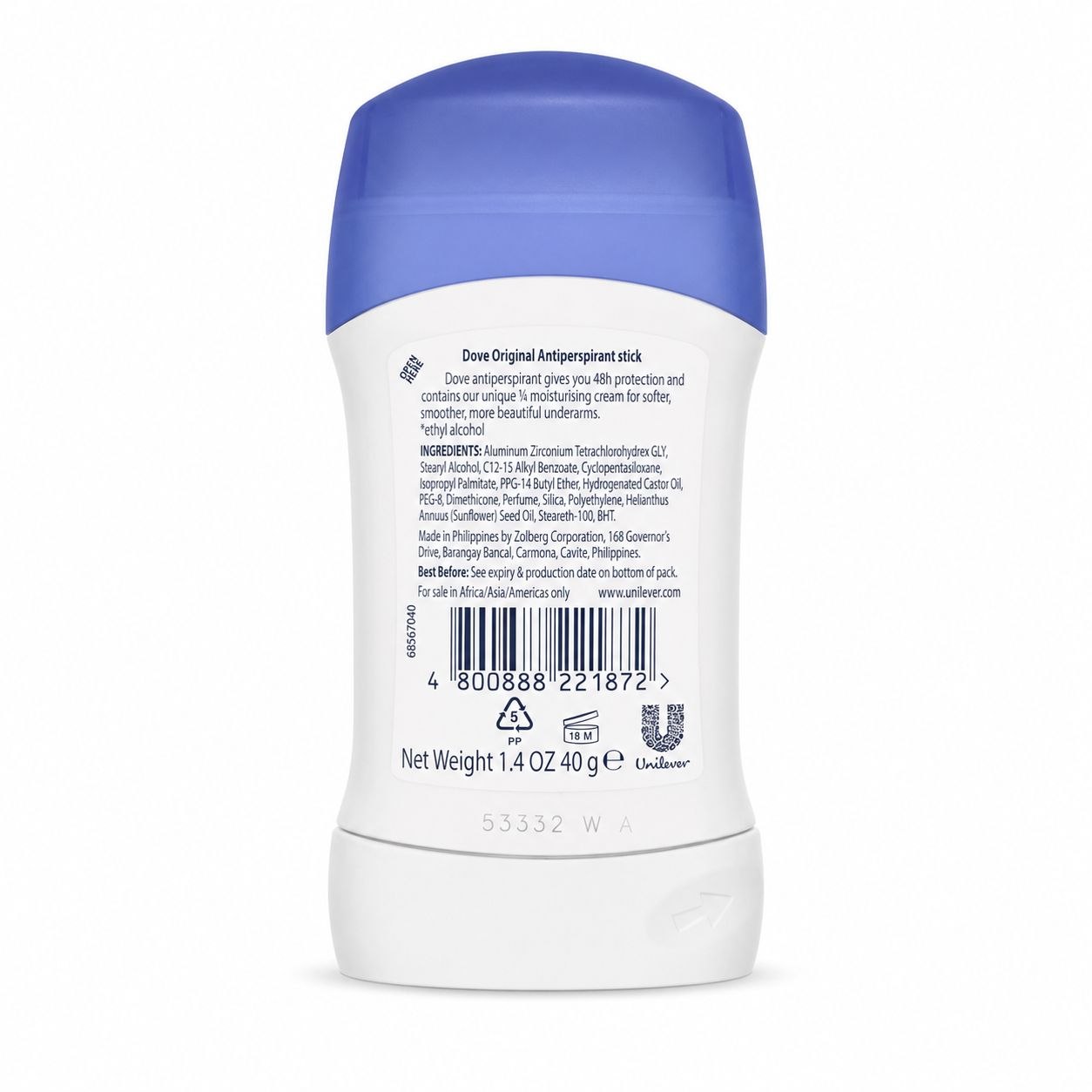 Dove Original дезодорант-стик 40 г - Обратная