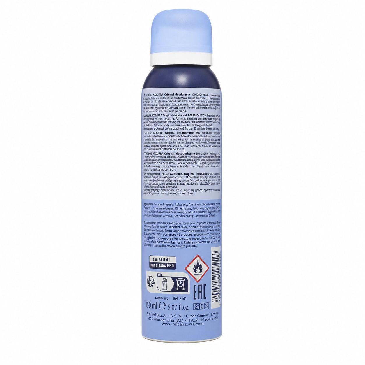 Felce Azzurra deodorant spray Original 150 ml - Обратная