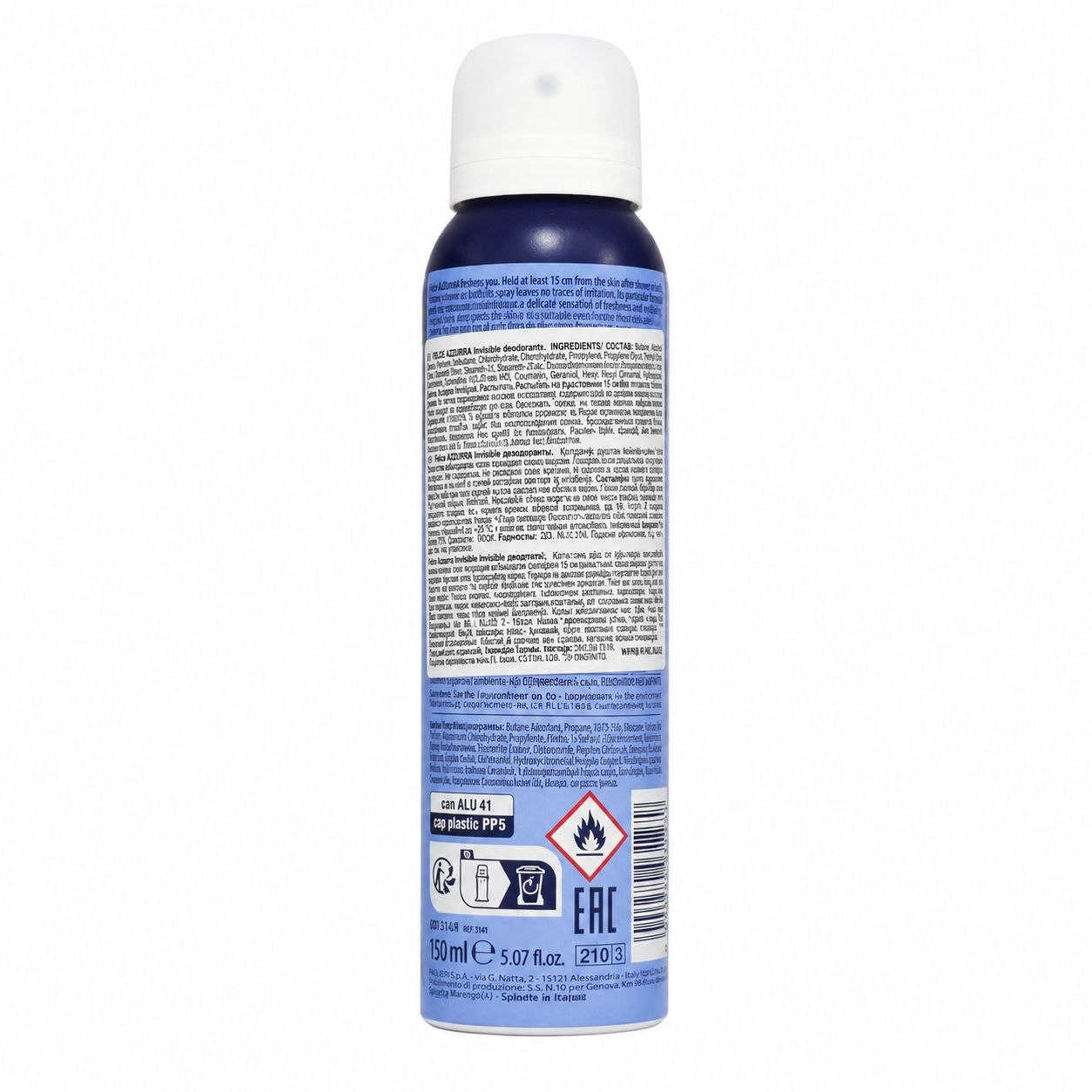 Felce Azzurra deodorant spray Invisible 150 ml - Обратная