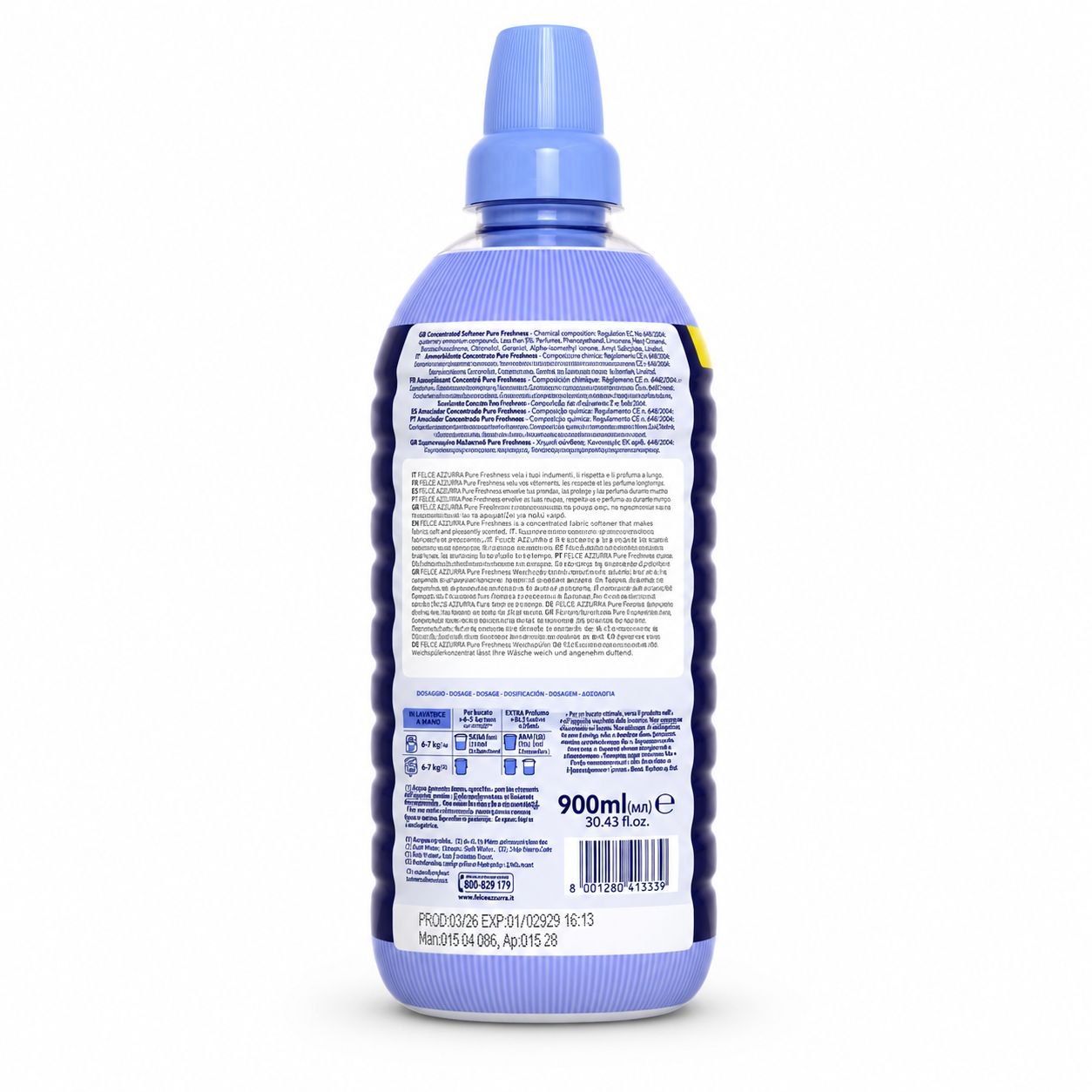 Felce Azzurra softener Pure Freshness 900 ml - Обратная
