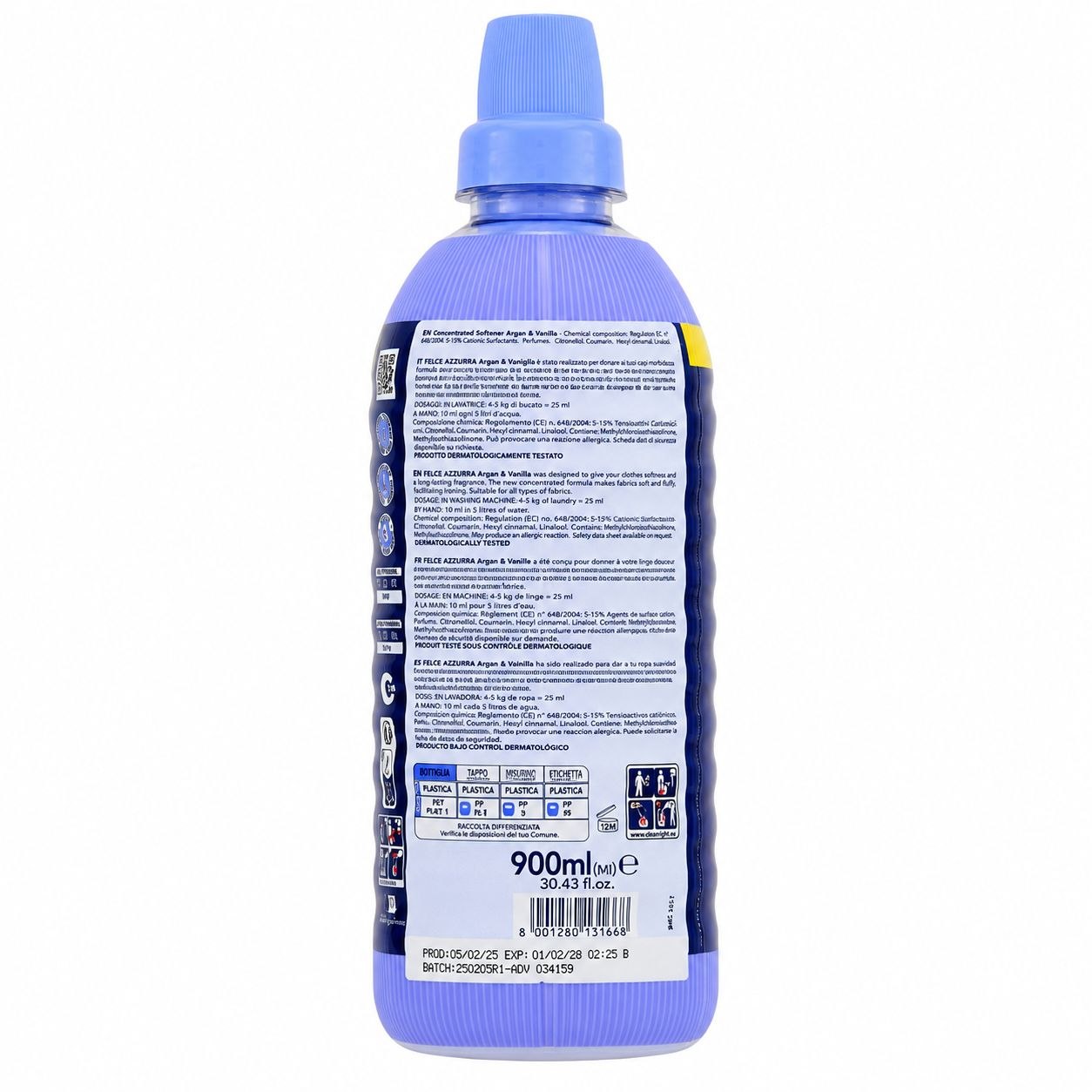 Felce Azzurra softener Argan & Vanilla 900 ml - Обратная