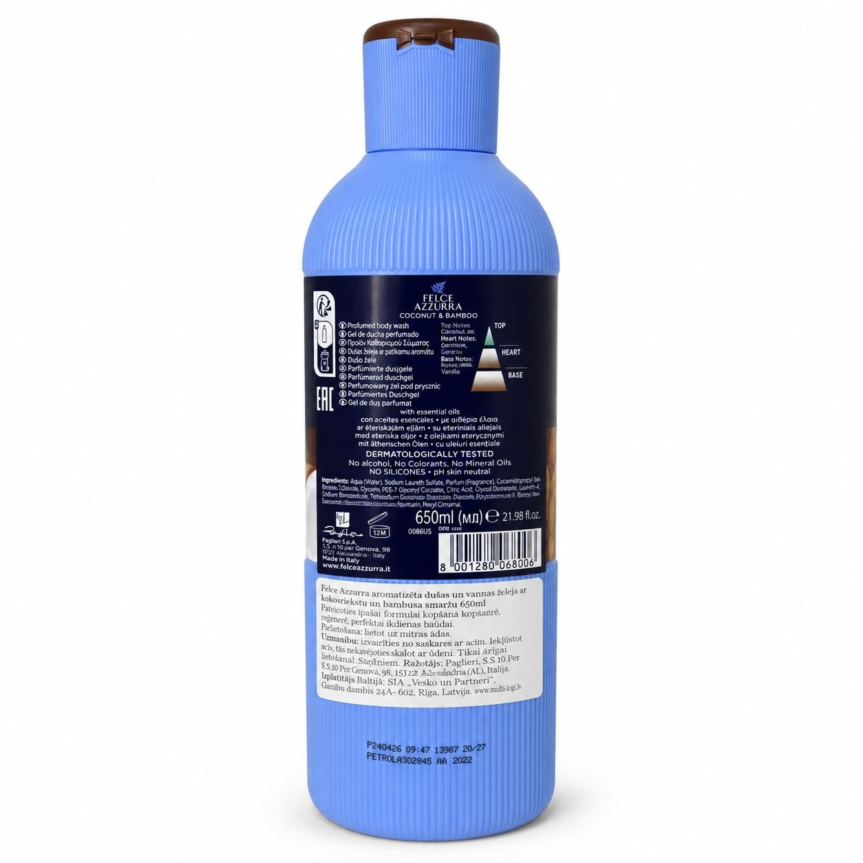 Felce Azzurra shower gel Coconut & Bamboo 650 ml - Обратная