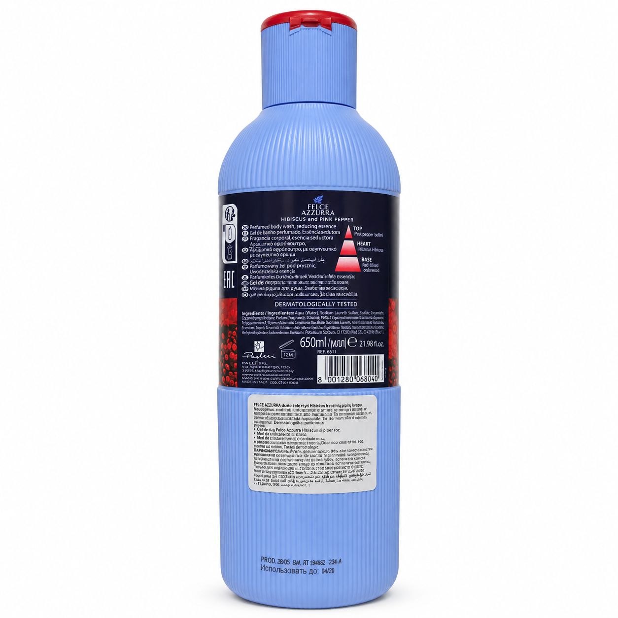 Felce Azzurra shower gel Hibiscus & Pink 650 ml - Обратная