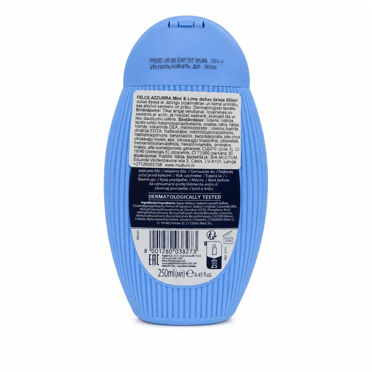 Felce Azzurra shower gel Mint & Lime 250 ml - Обратная