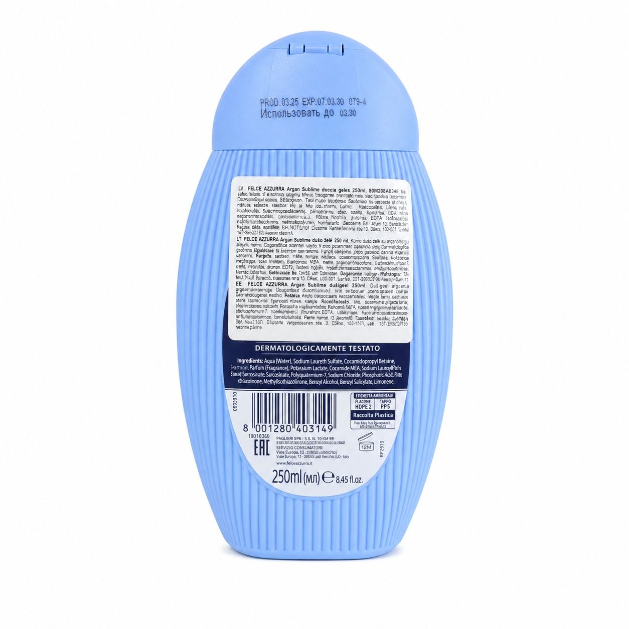 Felce Azzurra shower gel Sublime Argan 250 ml - Обратная