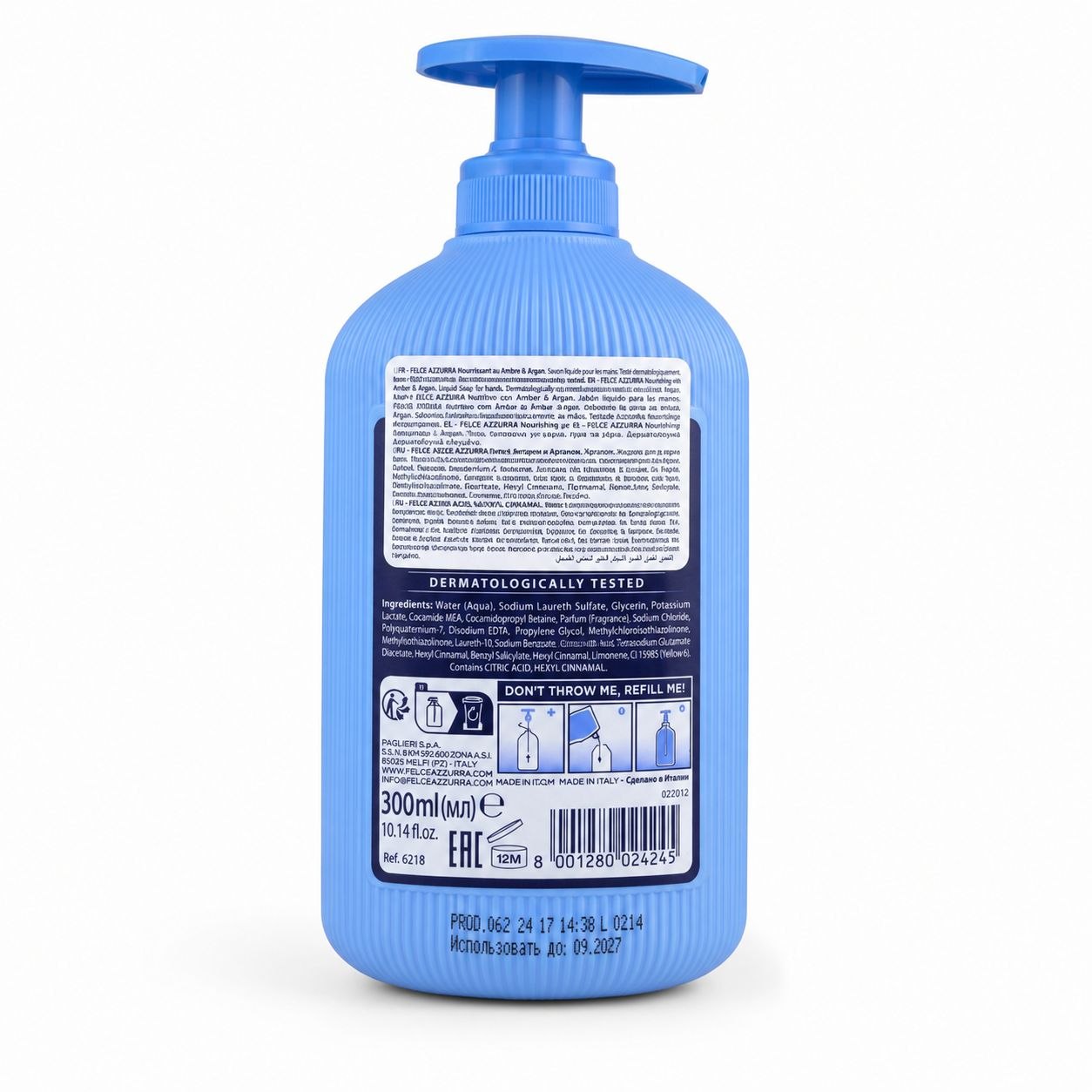 Felce Azzurra liquid soap Nourishing 300 ml - Обратная