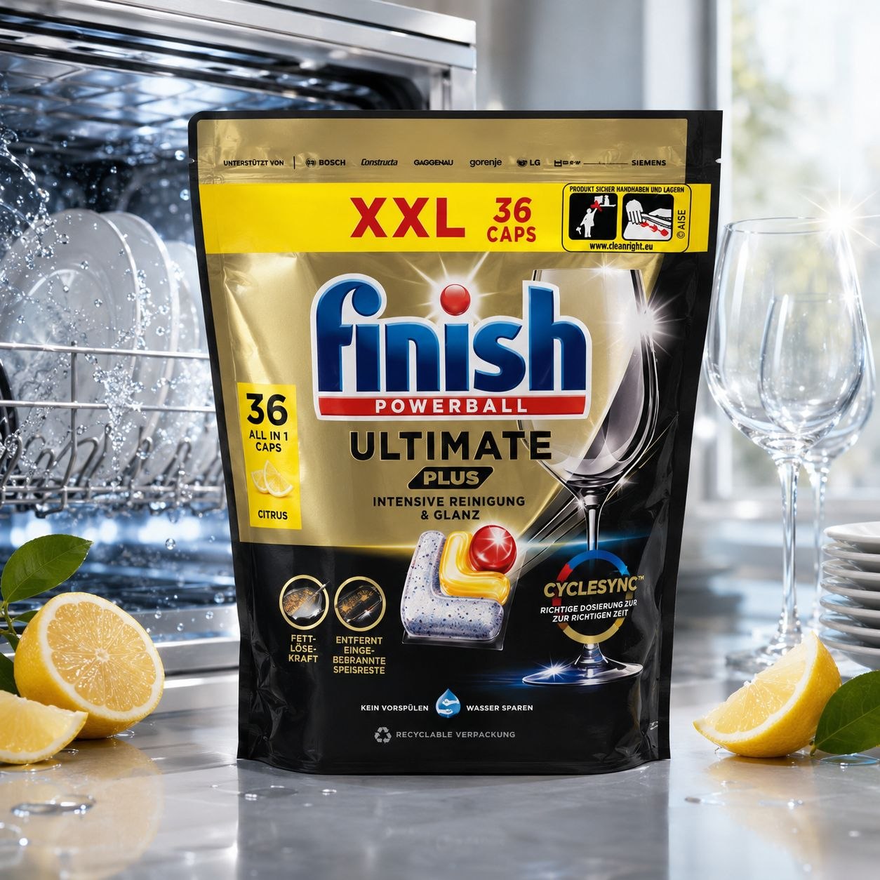 Finish Ultimate Plus Citrus капсулы для посудомоечной машины 36 шт