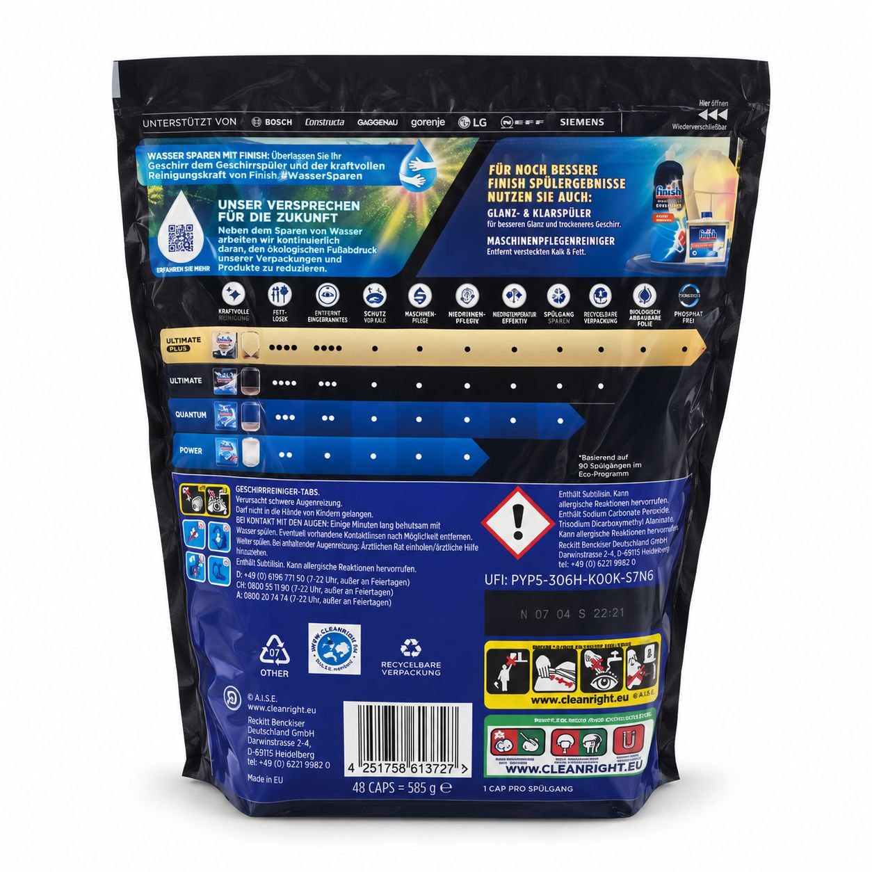 Finish Ultimate Plus Fresh капсулы для посудомоечной машины 48 шт - Обратная