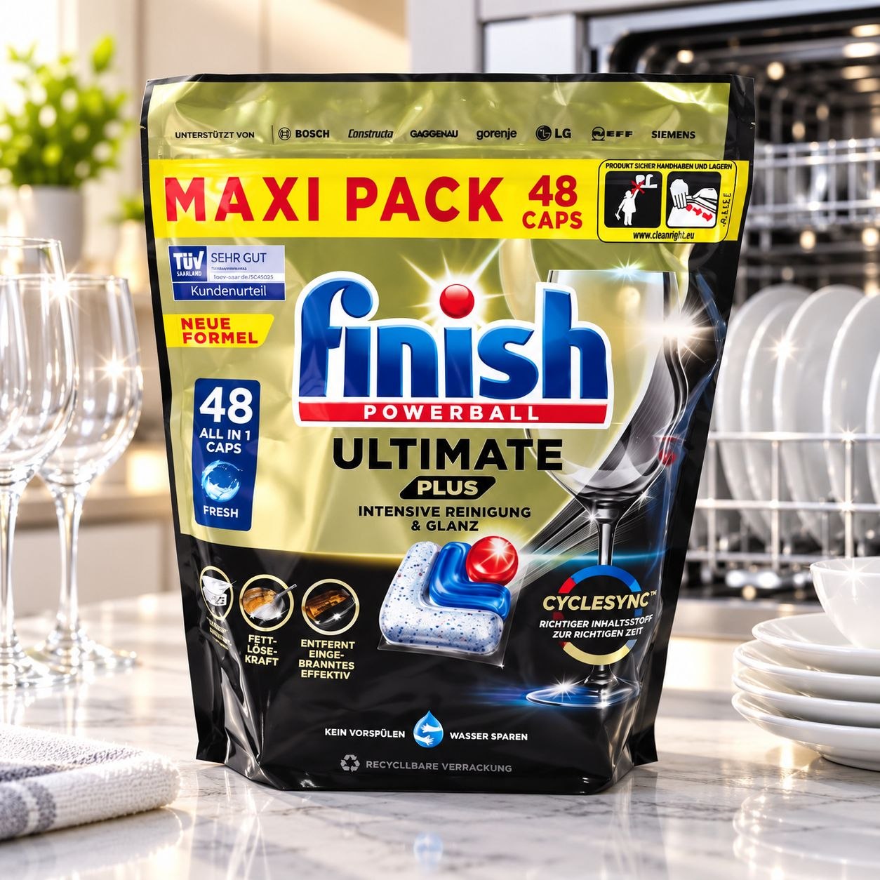 Finish Ultimate Plus Fresh капсулы для посудомоечной машины 48 шт
