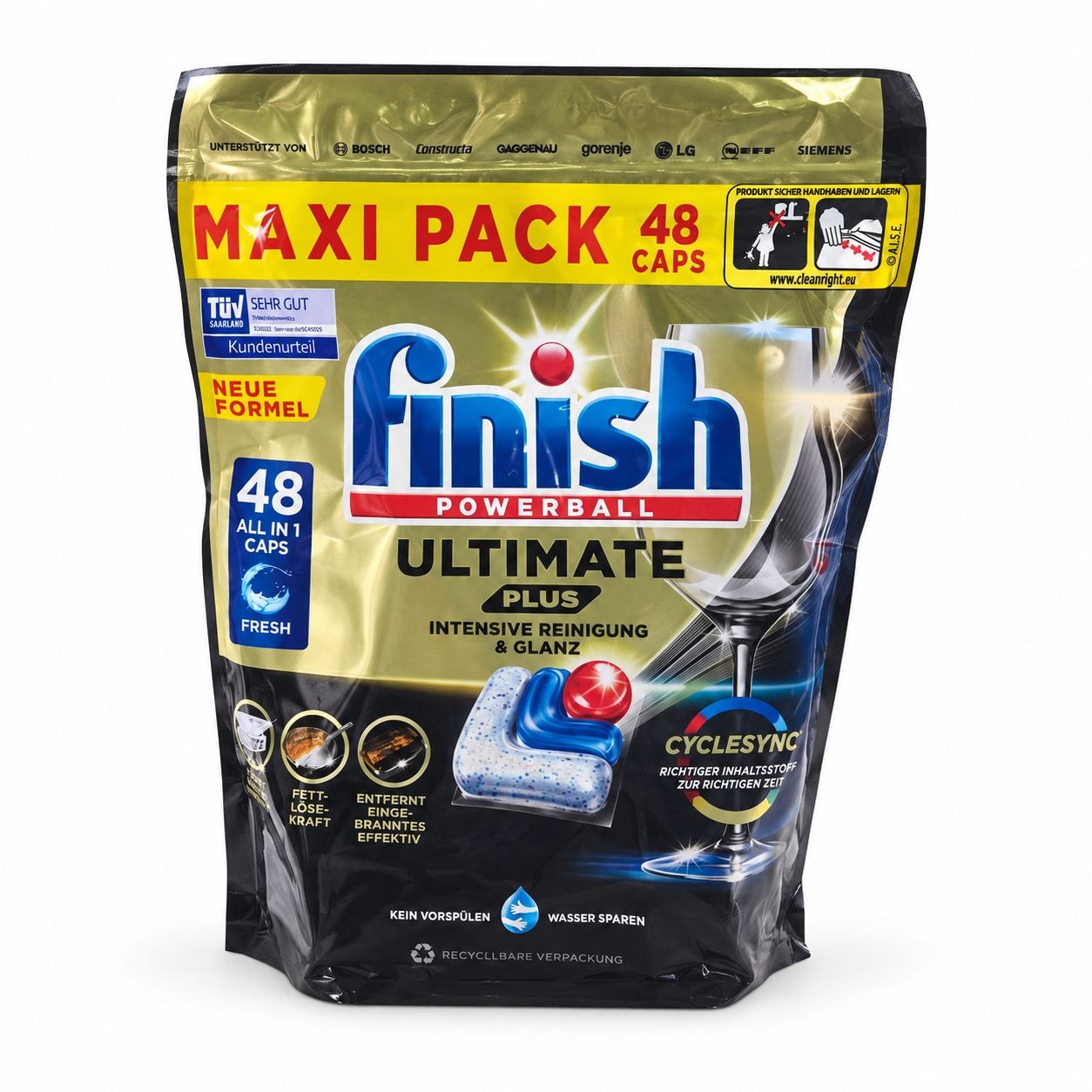 Finish Ultimate Plus Fresh капсулы для посудомоечной машины 48 шт - Лицевая