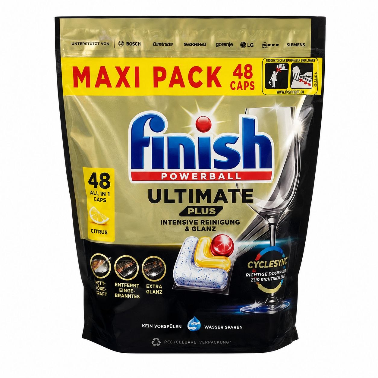 Finish Ultimate Plus Citrus капсулы для посудомоечной машины 48 шт - Лицевая