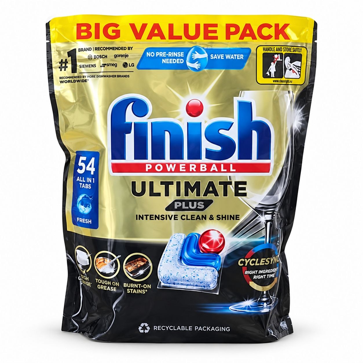 Finish Ultimate Plus Fresh капсулы для посудомоечной машины 54 шт - Лицевая