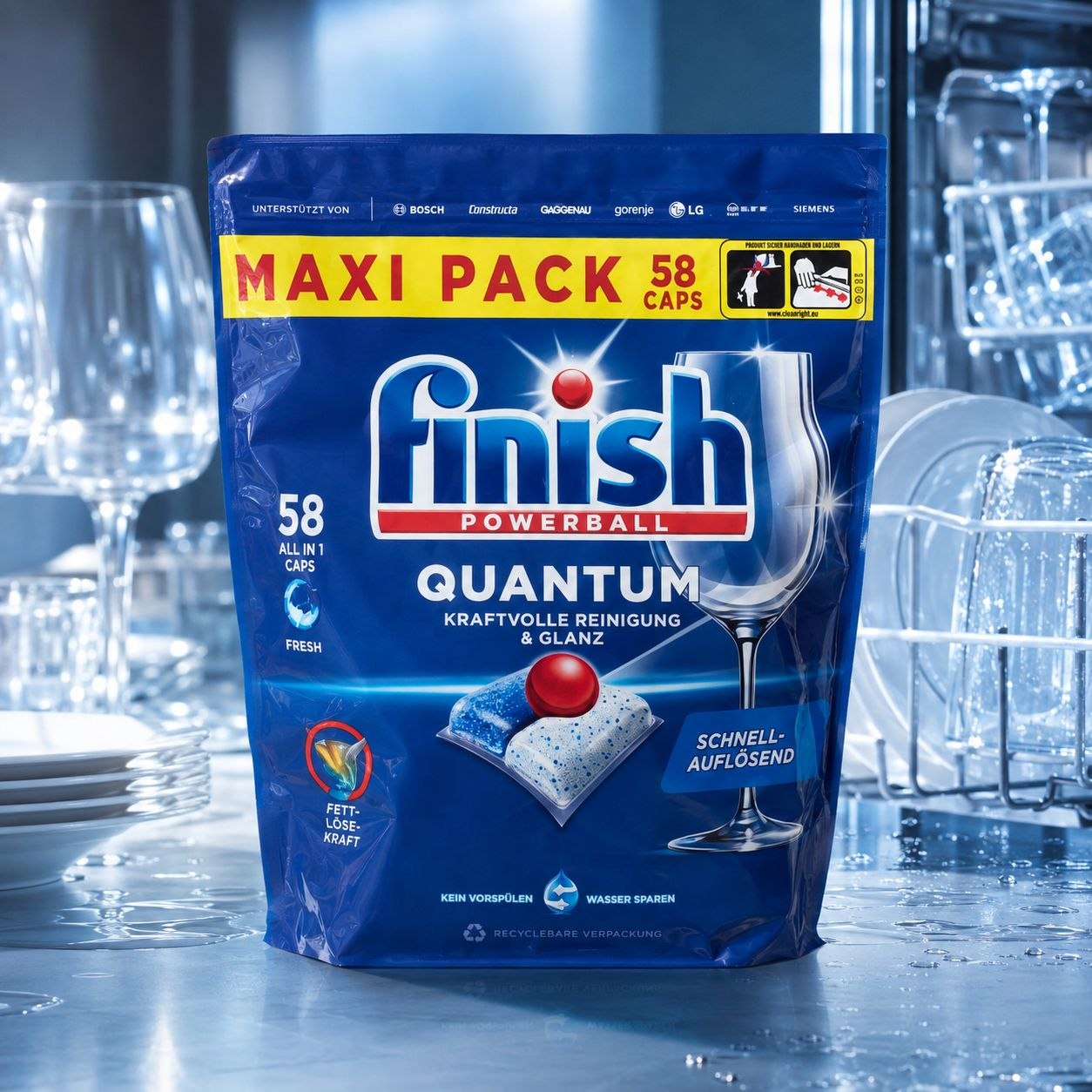 Finish Quantum Fresh капсулы для посудомоечной машины 58 шт