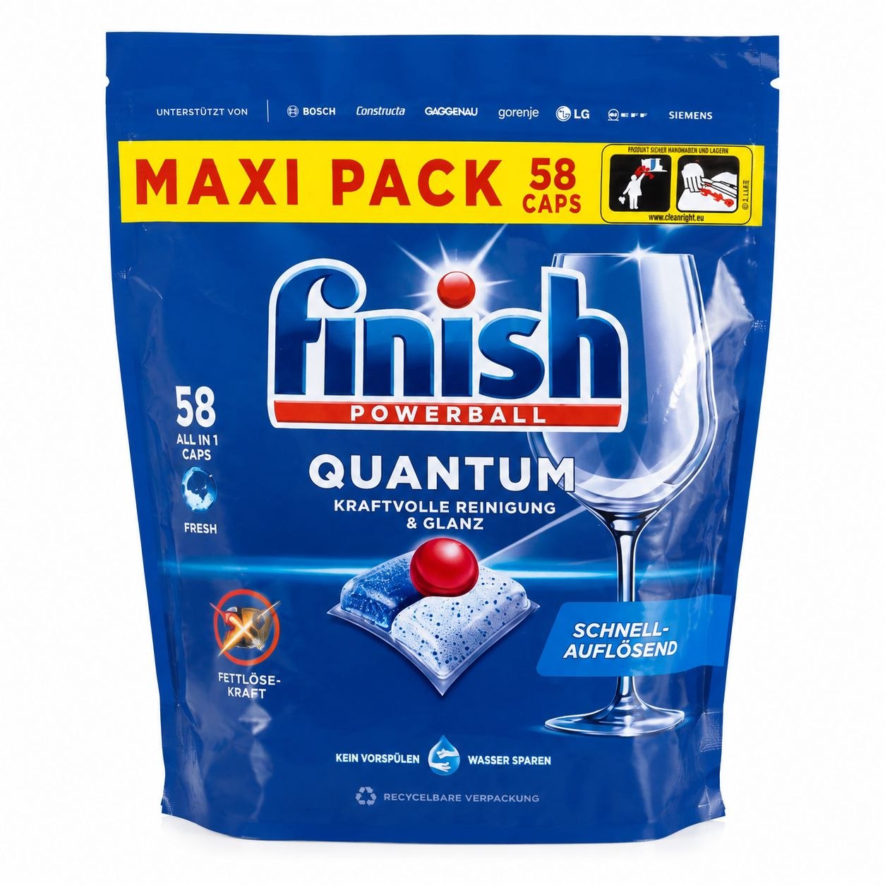 Finish Quantum Fresh капсулы для посудомоечной машины 58 шт - Лицевая