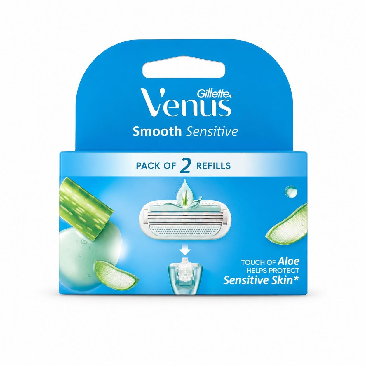 Gillette Venus Smooth Sensitive сменные кассеты 2 шт - Лицевая