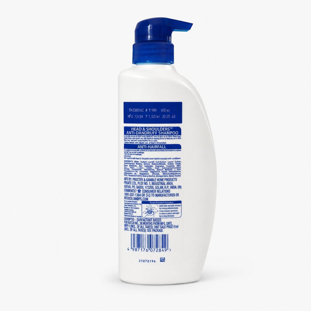 Head & Shoulders Anti-Hairfall шампунь 650 мл - Обратная