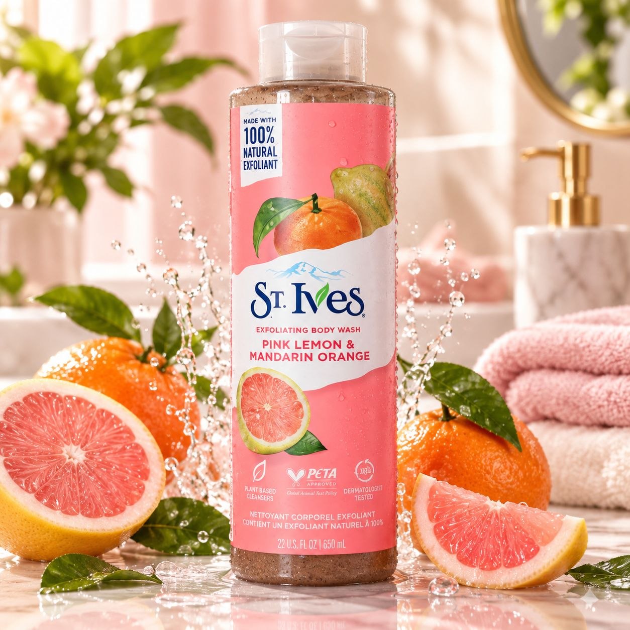 St. Ives Pink Lemon & Mandarin Orange гель-скраб для душа 650 мл