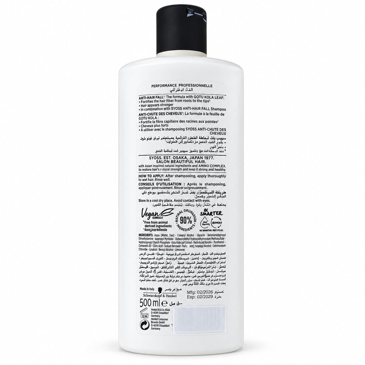 Syoss Conditioner (500) Anti HairFall - Обратная