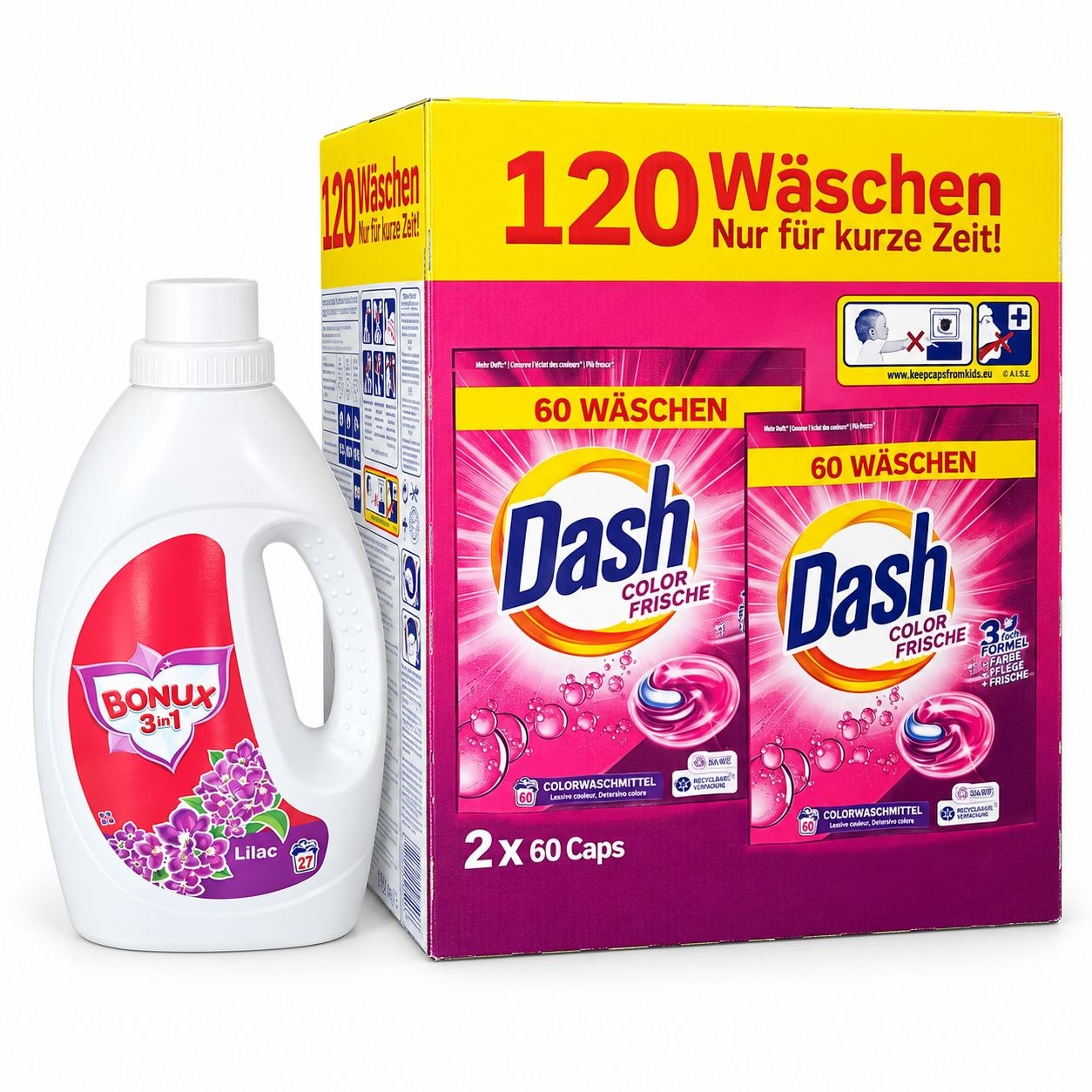DASH CAPS (2х60шт+Bonux Gel) 3in1 Color Frische - Лицевая