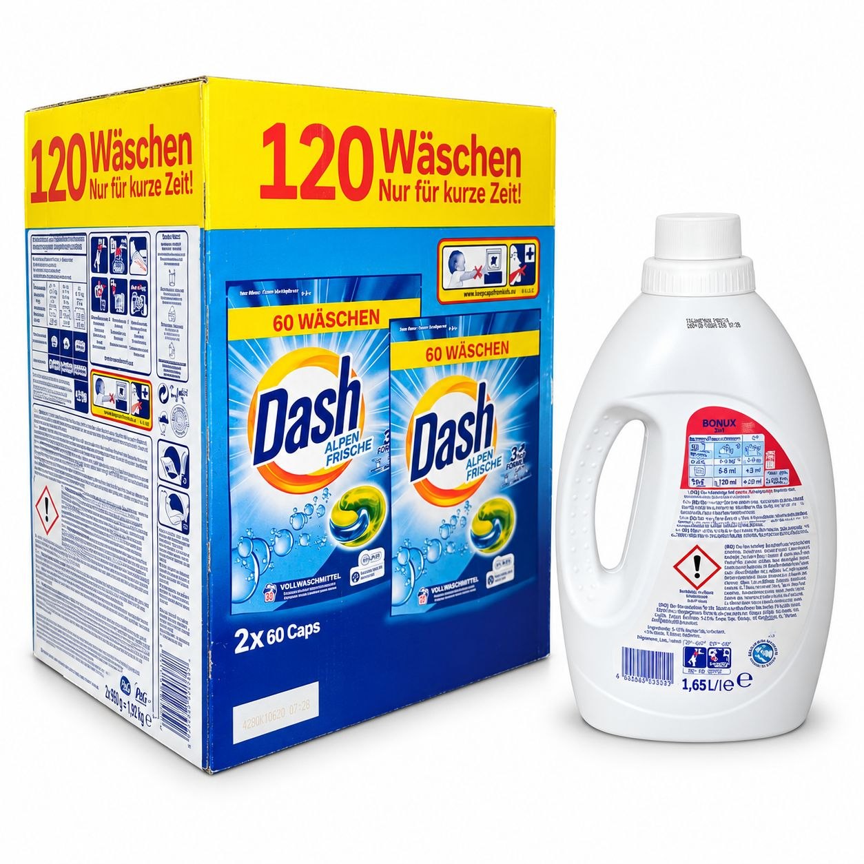 DASH CAPS (2х60шт+Bonux Gel) 3in1 Alpen Frische - Обратная
