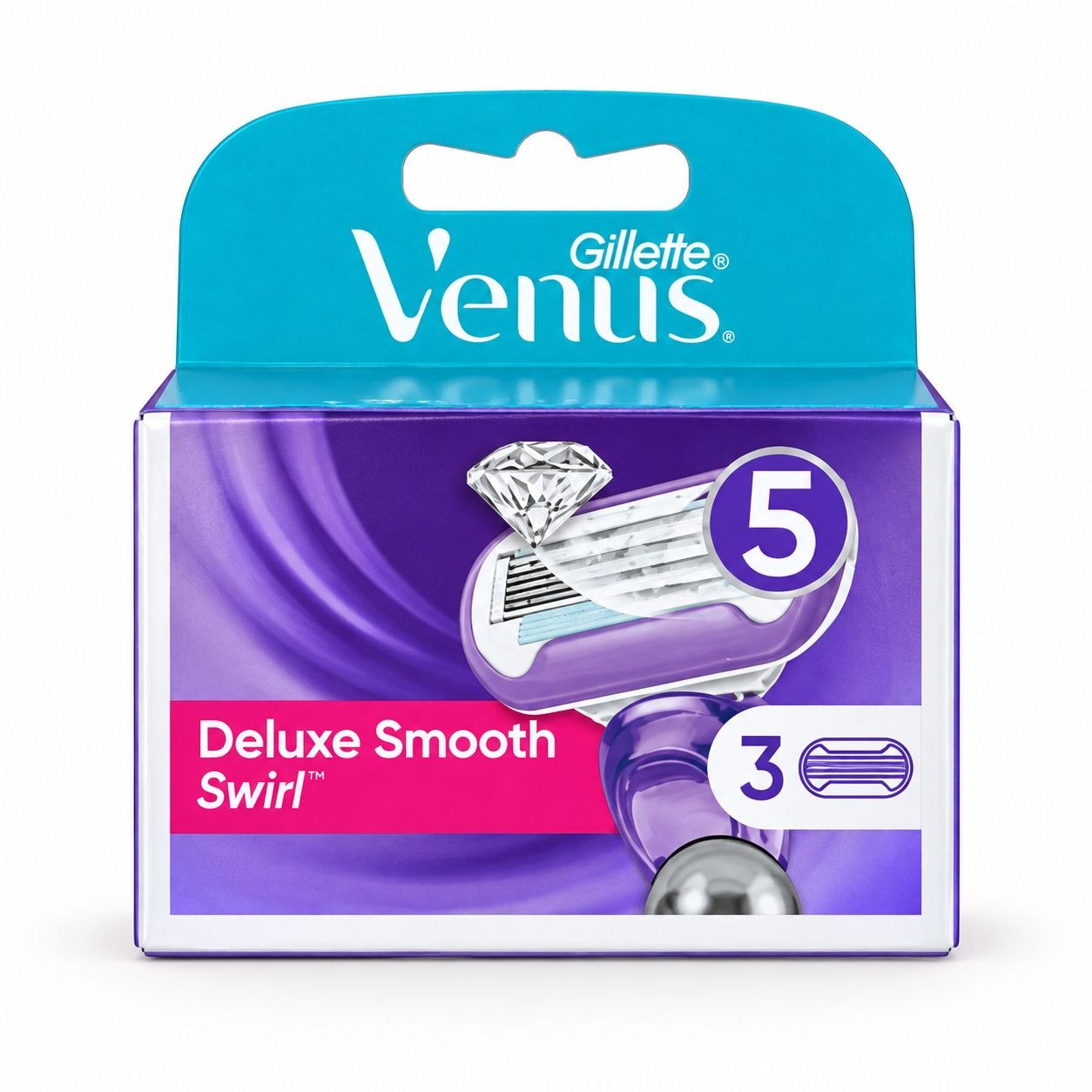 Gillette Venus Deluxe Smooth Swirl сменные кассеты 3 шт - Лицевая