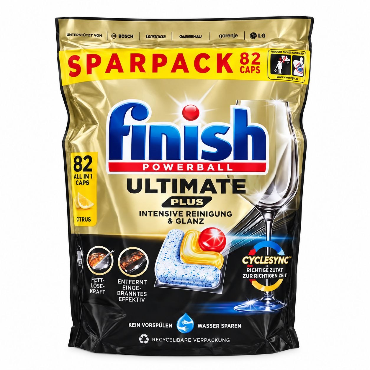 Finish Ultimate Plus Citrus капсулы для посудомоечной машины 82 шт - Лицевая