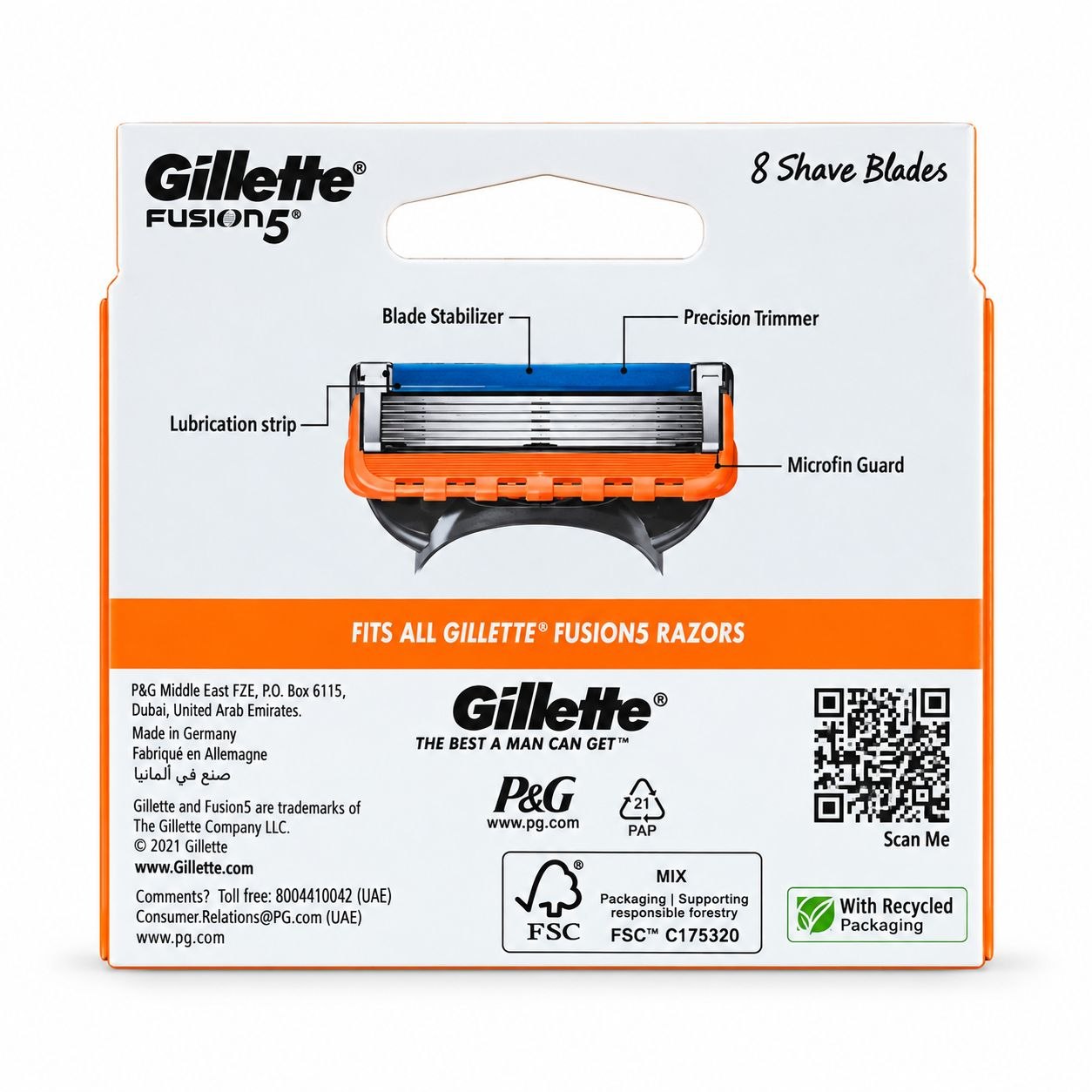 Gillette Fusion сменные кассеты 8 шт - Обратная