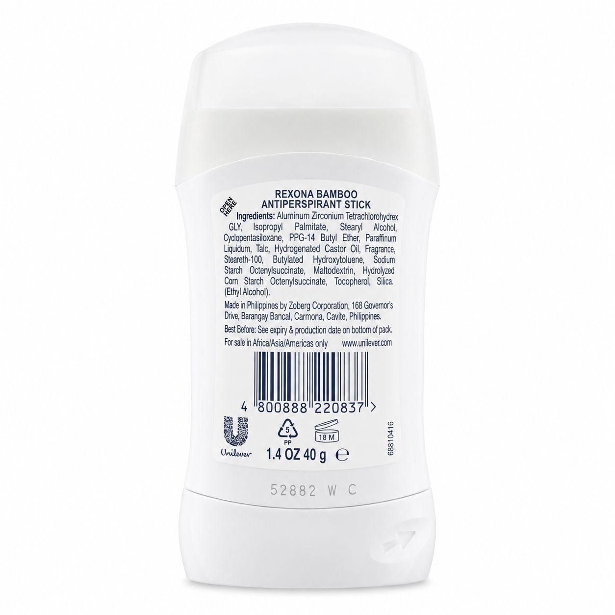 Rexona Bamboo дезодорант-стик 40 г - Обратная
