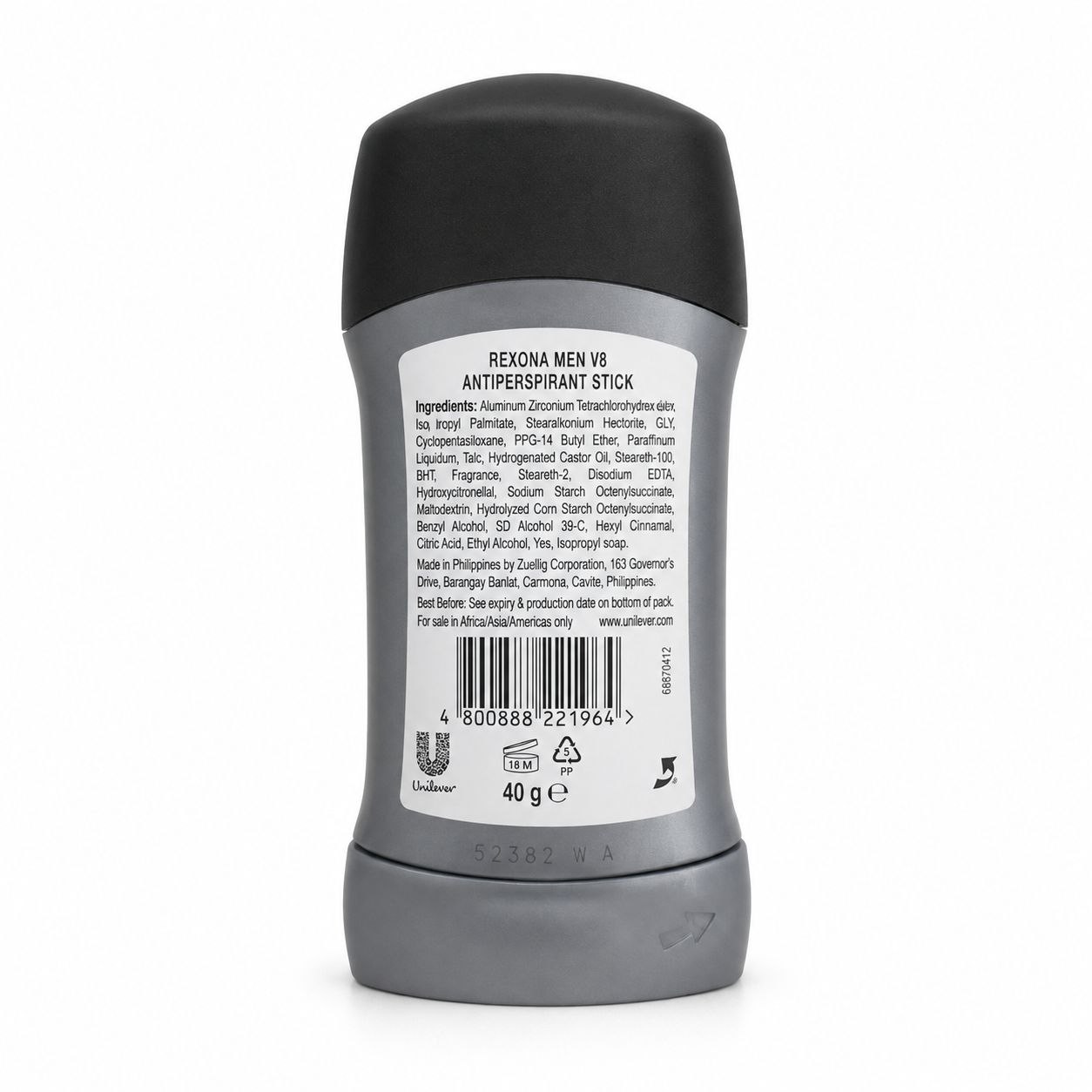 Rexona Men V8 дезодорант-стик 40 г - Обратная