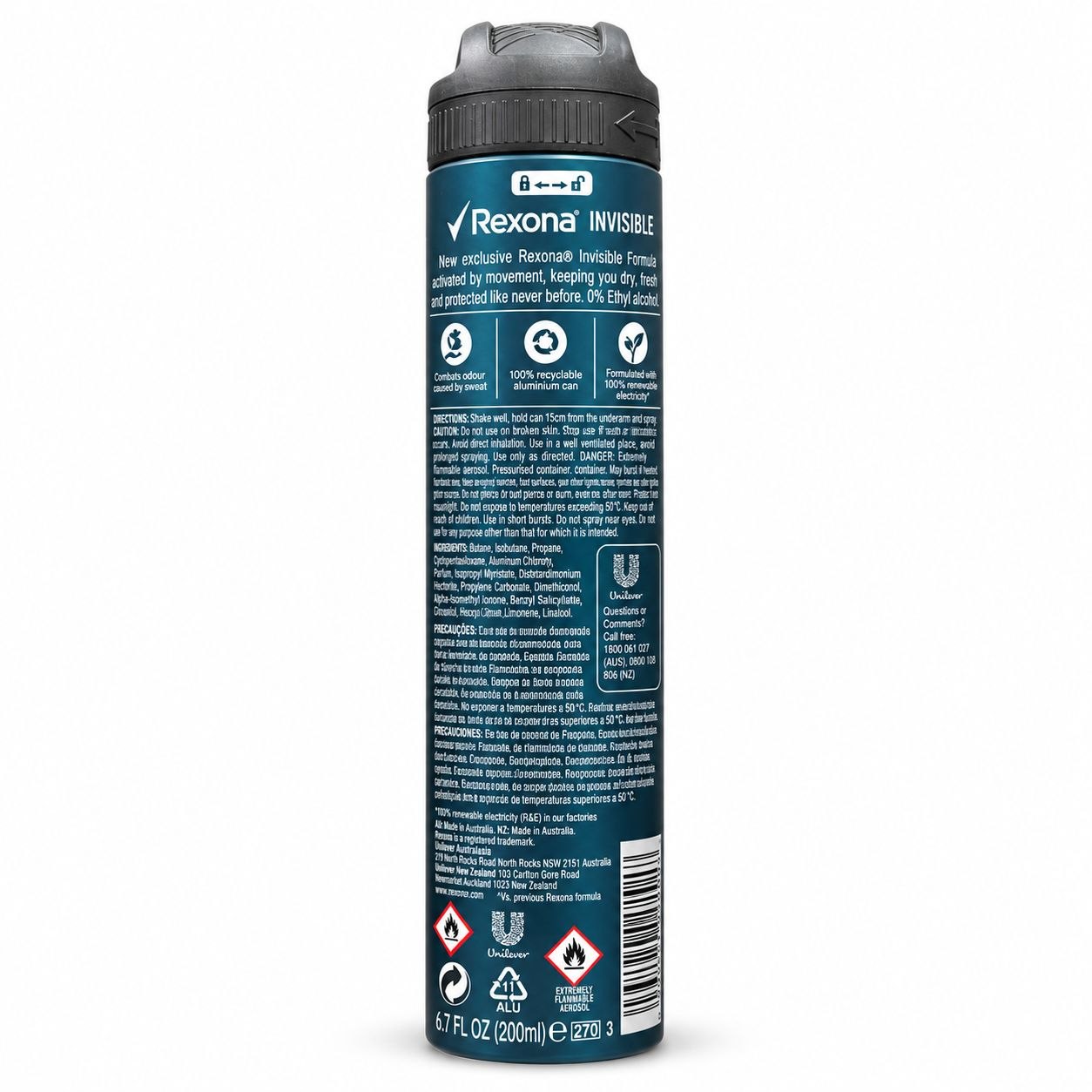 Rexona Men Antibacterial + Invisible спрей-антиперспирант 200 мл - Обратная