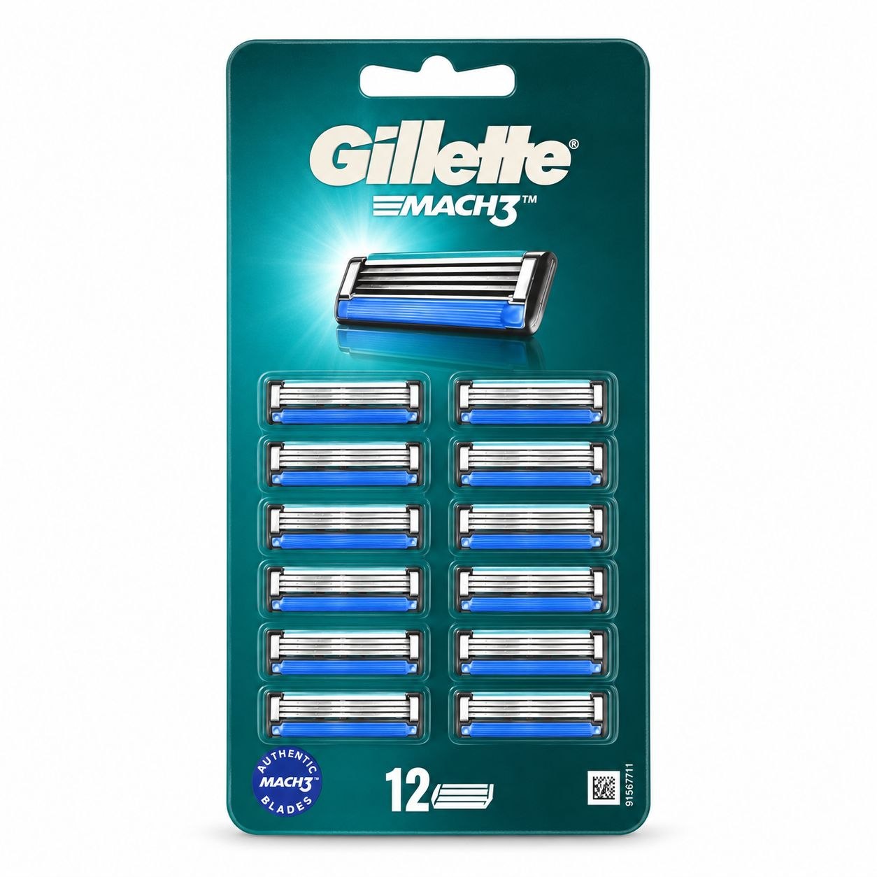 Gillette Mach3 сменные кассеты 12 шт - Лицевая